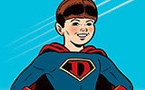 Boy in superhero outfit